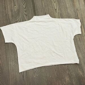NWT Skims Raw Edge Super Cropped Tee Mock Neck Short Sleeve Stretch Marble 3X